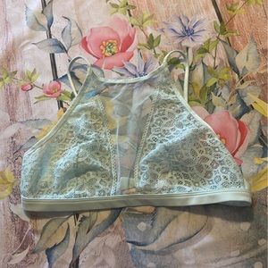 NEW Victoria Secret Dream Angels Baby Blue High Neck Lace Bralette Bra M $32